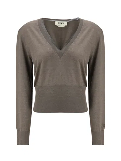 FENDI FENDI WOMEN CASHMERE AND SILK LONG-SLEEVE SWEATER