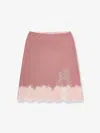 Fendi Women Cashmere And Silk Skirt With Lace Profiles In Multi