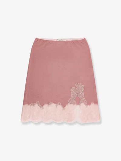 FENDI FENDI WOMEN CASHMERE AND SILK SKIRT WITH LACE PROFILES