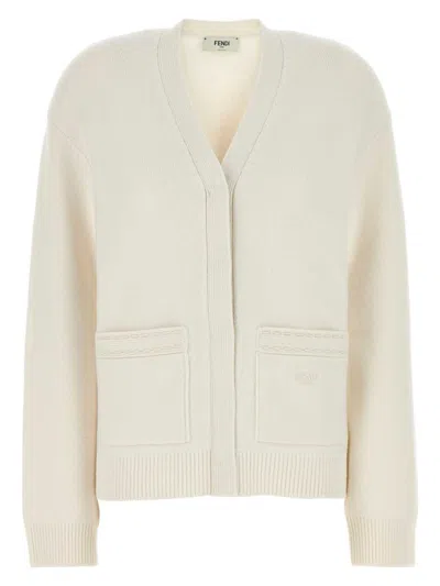 Fendi White Cashmere Blend Cardigan