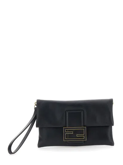 Fendi Women Chain Pouch Baguette Nappa In Black