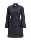 Fendi Belted Denim Shirt Mini Dress In Blue