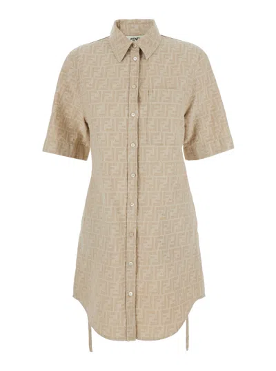 Fendi Women Chambray Ff Mini Dress