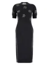 Fendi Wool Dress With Embroidered Ribbed Hem And Short Sleeves