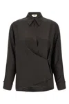 Fendi Silk Ff Jacquard Crossover Shirt In Brown