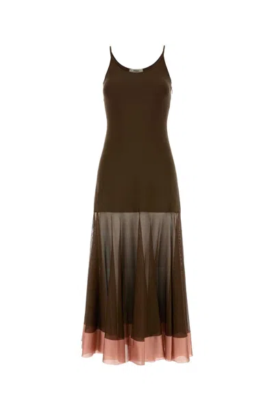 Fendi Women Chocolate Viscose Blend Dress In Brown