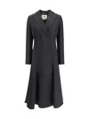 Fendi Women Coat In Wool Grain De Poudre In Black