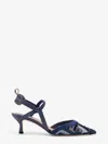 Fendi Dnu Inv  Ff Colibri Lite Medium Mesh & Leather Slingback Mule In Blue