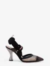 Fendi Slingback Brown Nylon Sandals In Multi