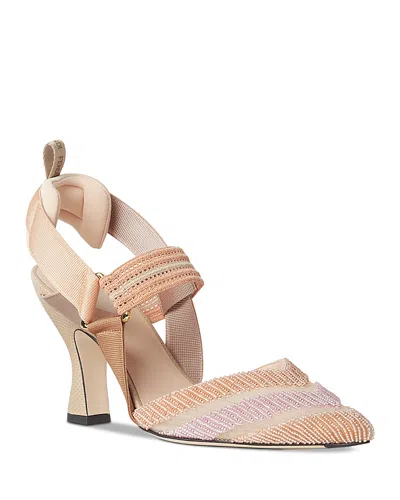 Fendi Women's Colibri Beaded Mesh High Heel Slingbacks In Multi