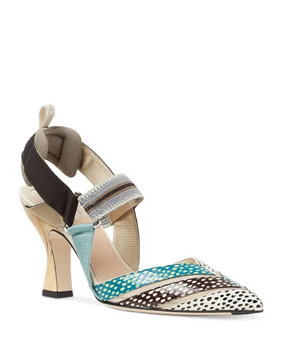 FENDI WOMEN'S COLIBRI FF HIGH HEEL SLINGBACKS