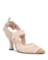 Fendi Women's Colibri Leather & Mesh High Heel Slingback Pumps In Pink