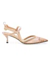 Fendi Slingback Pump In Ff Mesh With Tapered Silhouette In Neutral