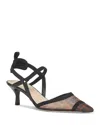 Fendi Women's Colibri Lite Ff Mesh Mid Heel Slingbacks In Brown