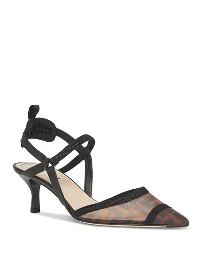 Fendi Women's Colibri Lite Ff Mesh Mid Heel Slingbacks In Brown