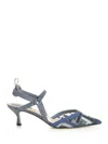Fendi Ff Embroidery Colibrì Lite Mesh Slingback In Blue