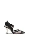 Fendi Slingback Brown Nylon Sandals In Multi