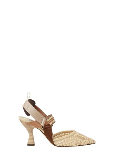 FENDI WOMEN'S COLIBRI RETE RICAM.RAFIA FF PUMPS