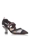 Fendi Tech Mesh Hummingbird Slingbacks Shoes In Brown