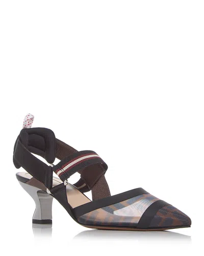 Fendi Tech Mesh Hummingbird Slingbacks Shoes In Multi