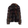 Fendi Women Color Pequin Motif Fur Aviator Jacket In Brown
