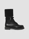 Fendi Commando Mohair-cuff Leather Boots In Nero