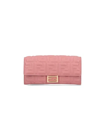 Fendi Women "continental Baguette" Chain Wallet In Pink