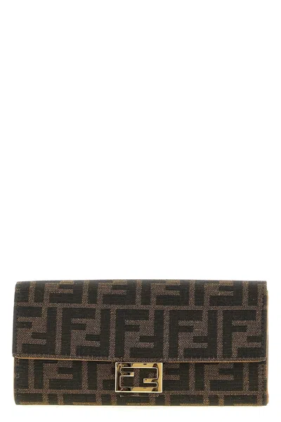 Fendi Women 'continental Baguette' Wallet On Chain In Brown