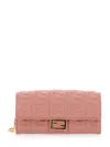 Fendi Wallet On Chain Baguette In Macaron Nappa Leather In Pink