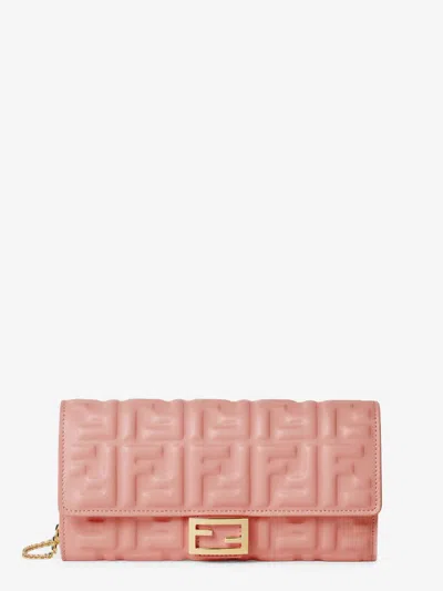 Fendi Women Continental With Chain Baguette Leather Crossbody Bag In Multi