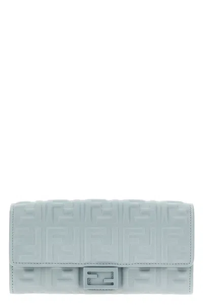 Fendi Women 'continental With Chain Baguette' Wallet In Blue