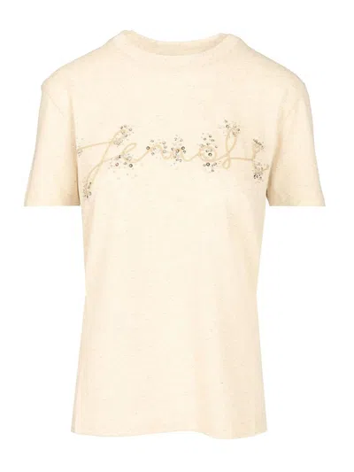 Fendi Women Cotton And Linen T-shirt In Neutral