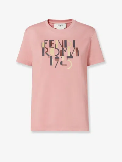 Fendi Women Cotton T-shirt In Pink