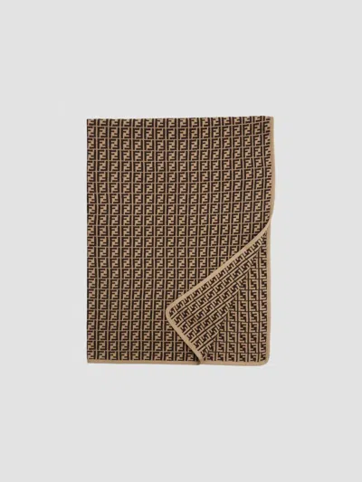 Fendi Women's Cotton-cashmere Ff Scarf In Marrone