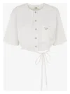 Fendi Women's Cream-coloured Cotton And Silk Cropped Shirt