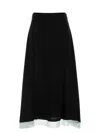 Fendi A-line Skirt With Contrasting Hem And Tie Detail In Black