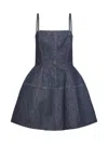 Fendi Women Dark Blue Ff Denim Bustier Mini Dress In Blue