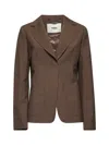 Fendi Women Dark Green Wool And Mohair Blazer In Brown