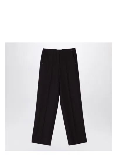 Fendi Women's Dark Purple Grain De Poudre Wool Trousers