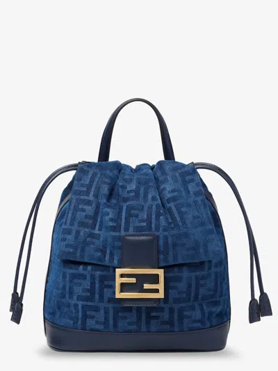 FENDI FENDI WOMEN DENIM BACKPACK WITH FLOCKED FF DETAIL