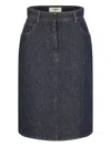 Fendi Flared Midi Denim Skirt With All-over Quilted Ff Motif Clothing In Blue