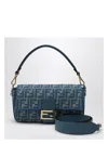 Fendi Blue Denim-effect Ff Jacquard Mini Baguette Bag Women