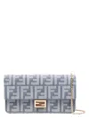Fendi Denim-effect Ff Jacquard Uette Continental Wallet With Chain Bags