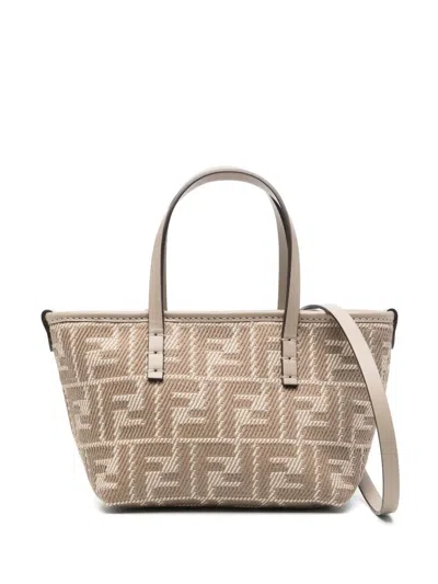 Fendi Women Denim-effect Ff Jacquard Roll Mini Bag In Multicolor