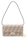 Fendi Women Gold Leather Continental Baguette Wallet In Beige