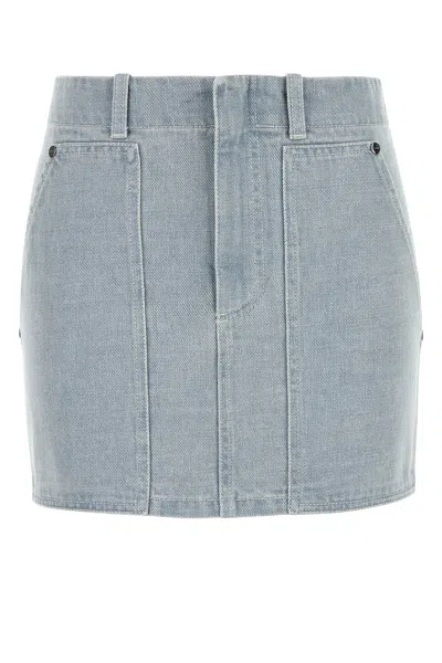 Fendi Women Denim Mini Skirt In Blue