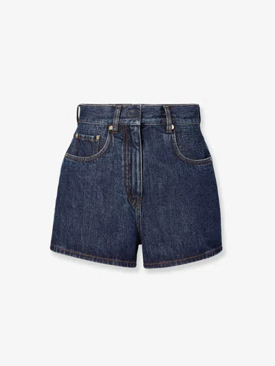 Fendi Women Denim Shorts In Blue