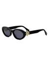 Fendi Ff Diamonds Black Oval Sunglasses In Black