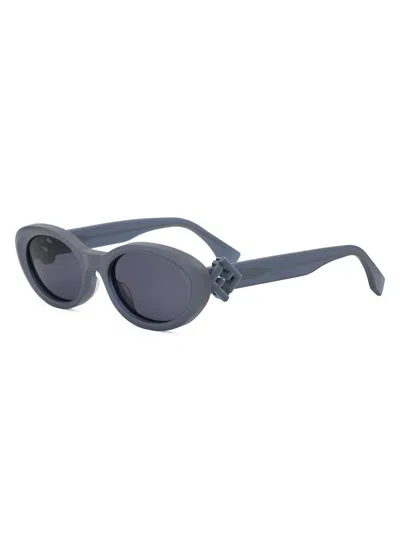 Fendi Women's Diamond Black 53mm Oval Sunglasses In Blue