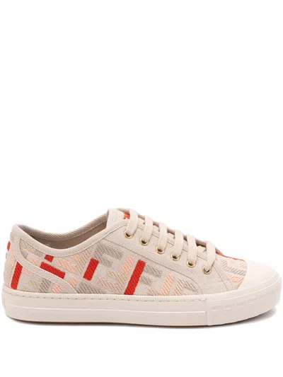 Fendi Women Domino Canvas Sneakers In Multi